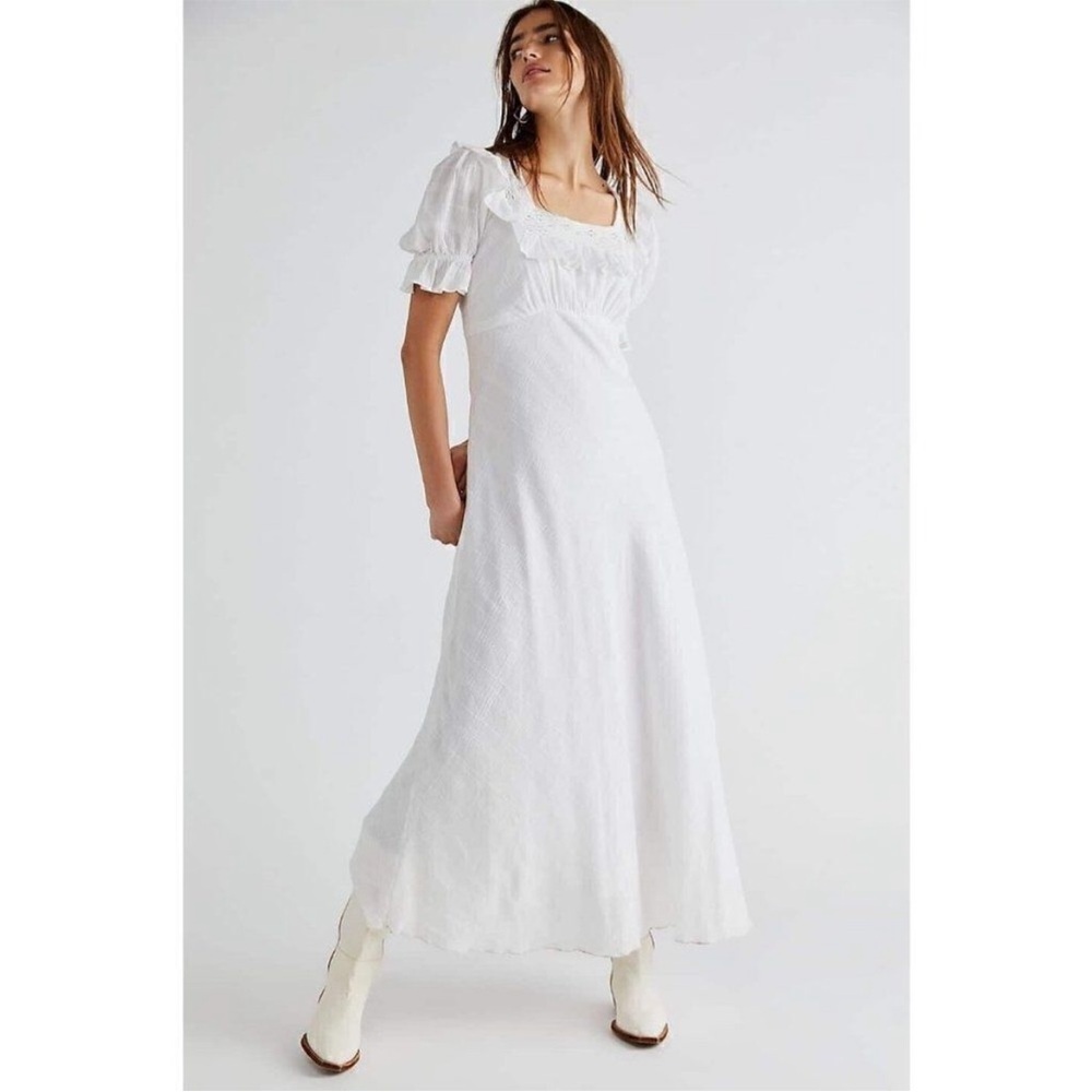 Free People Now And Forever Midi Dress Ivory NWOT - Picture 4 of 16